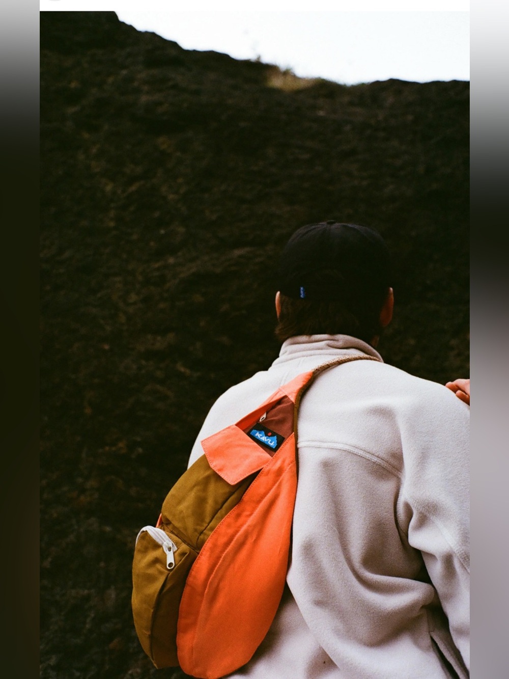 Kavu Orange and Olive Single-Shoulder Sling Pack